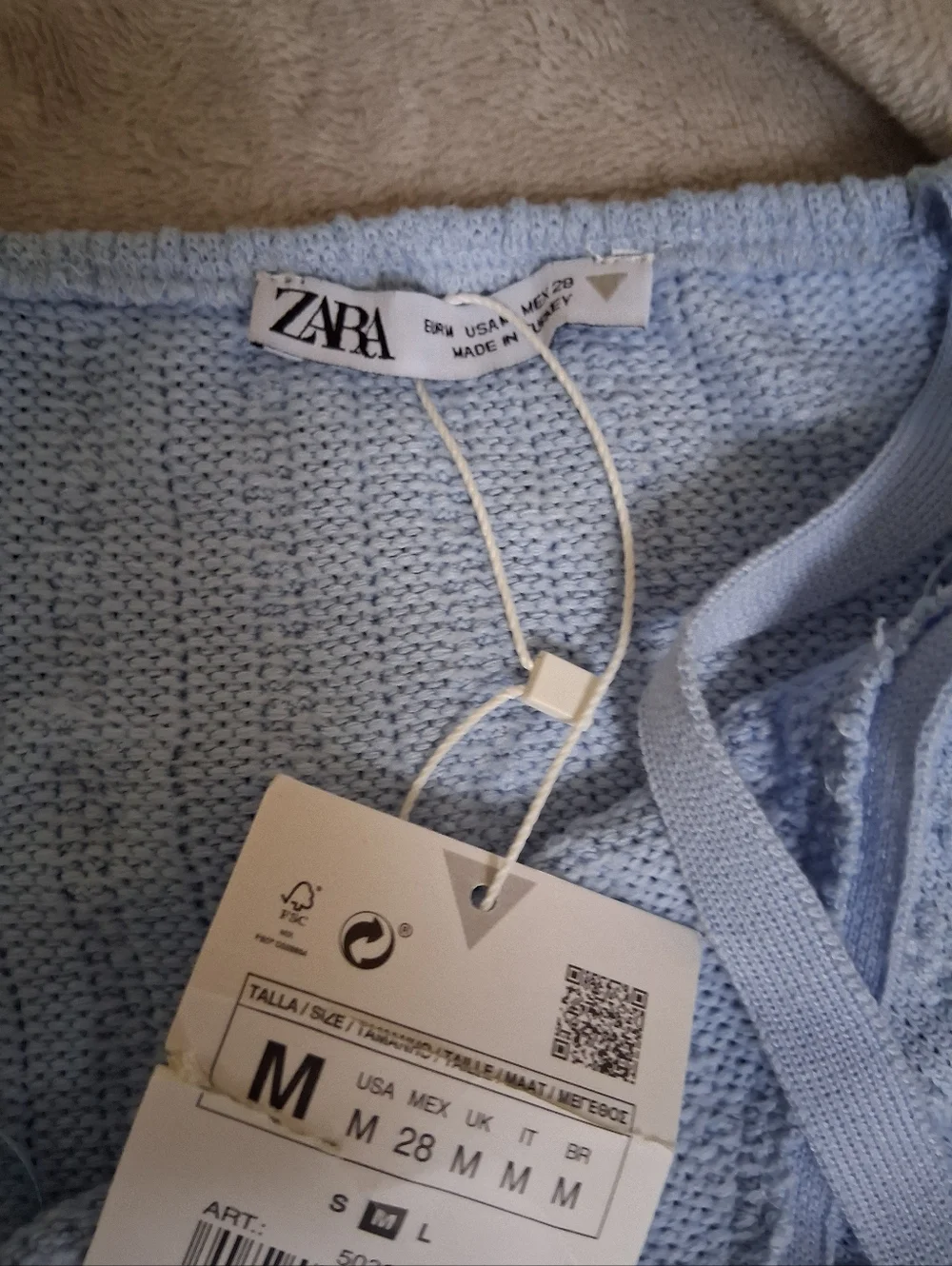 ZARA Pale Blue Ribbed Knit Cami Dress - Picture 2 of 2